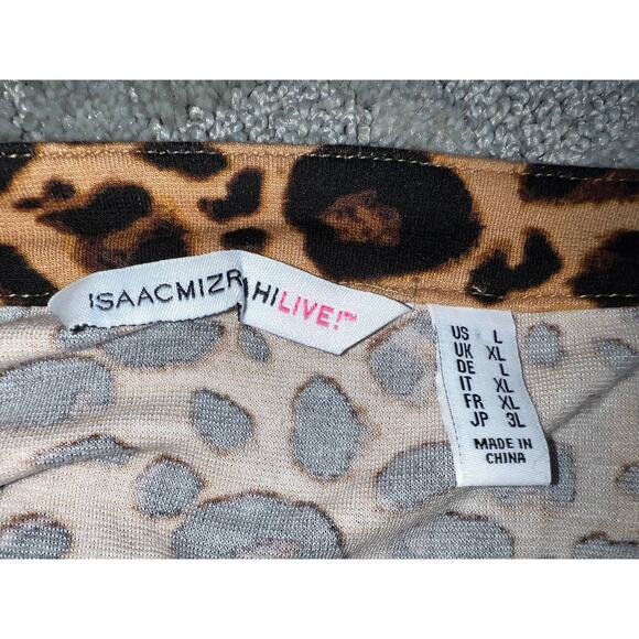 Isaac Mizrahi Live Top Womens Large Stretch Leopard Blouse Swing Tunic Classy - Picture 10 of 11